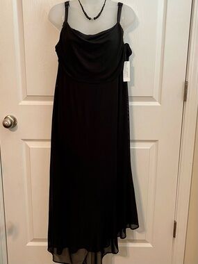 NWT NO COMMENT Black Draped Evening Dress - SIZE 2X WOMEN PLUS SIZE